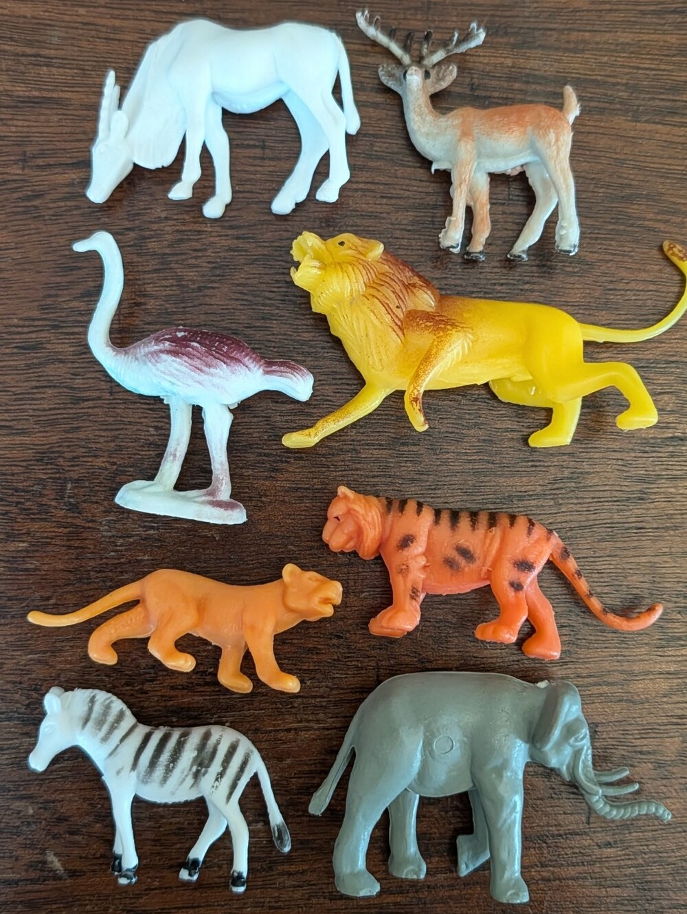 Assorted Kids Plastic Animal Toy Set Vintage Tiger Lion Ostrich Elephant Zebra